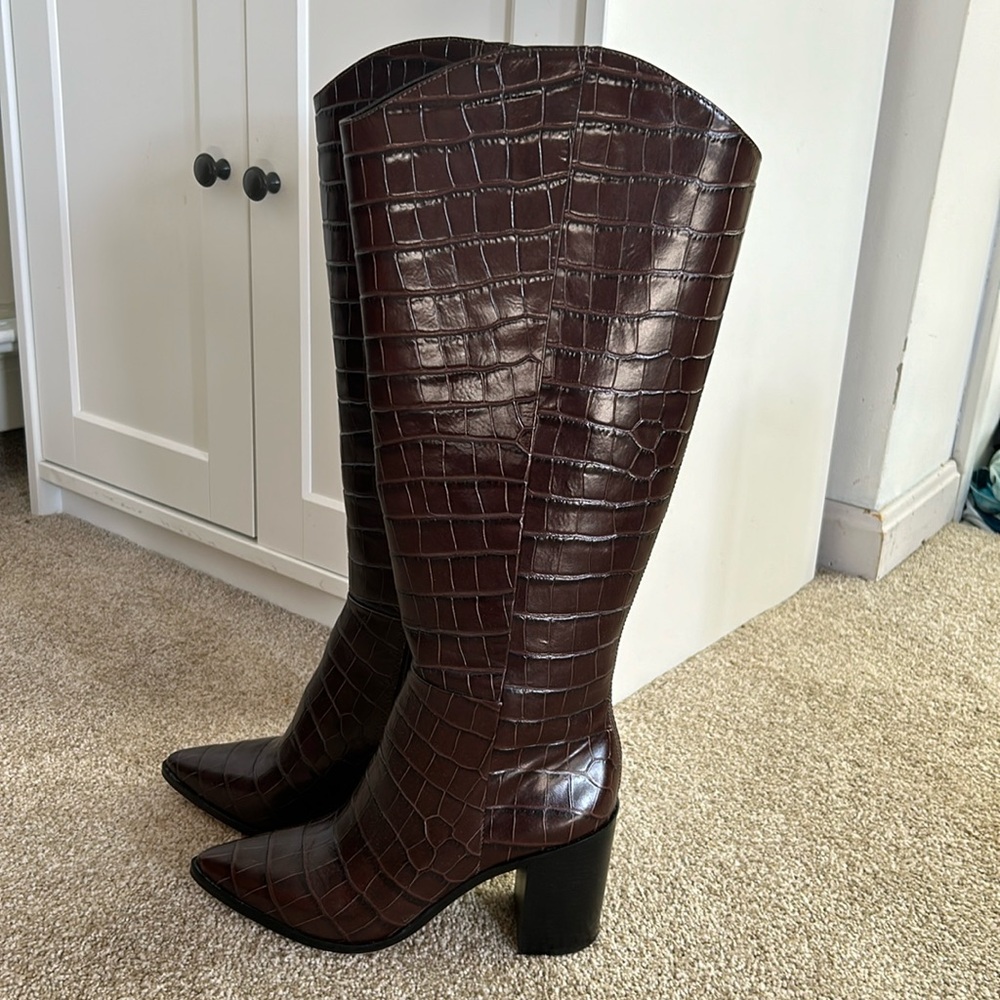 Brand New Franco Sarto Ticada tall boots in brown croc